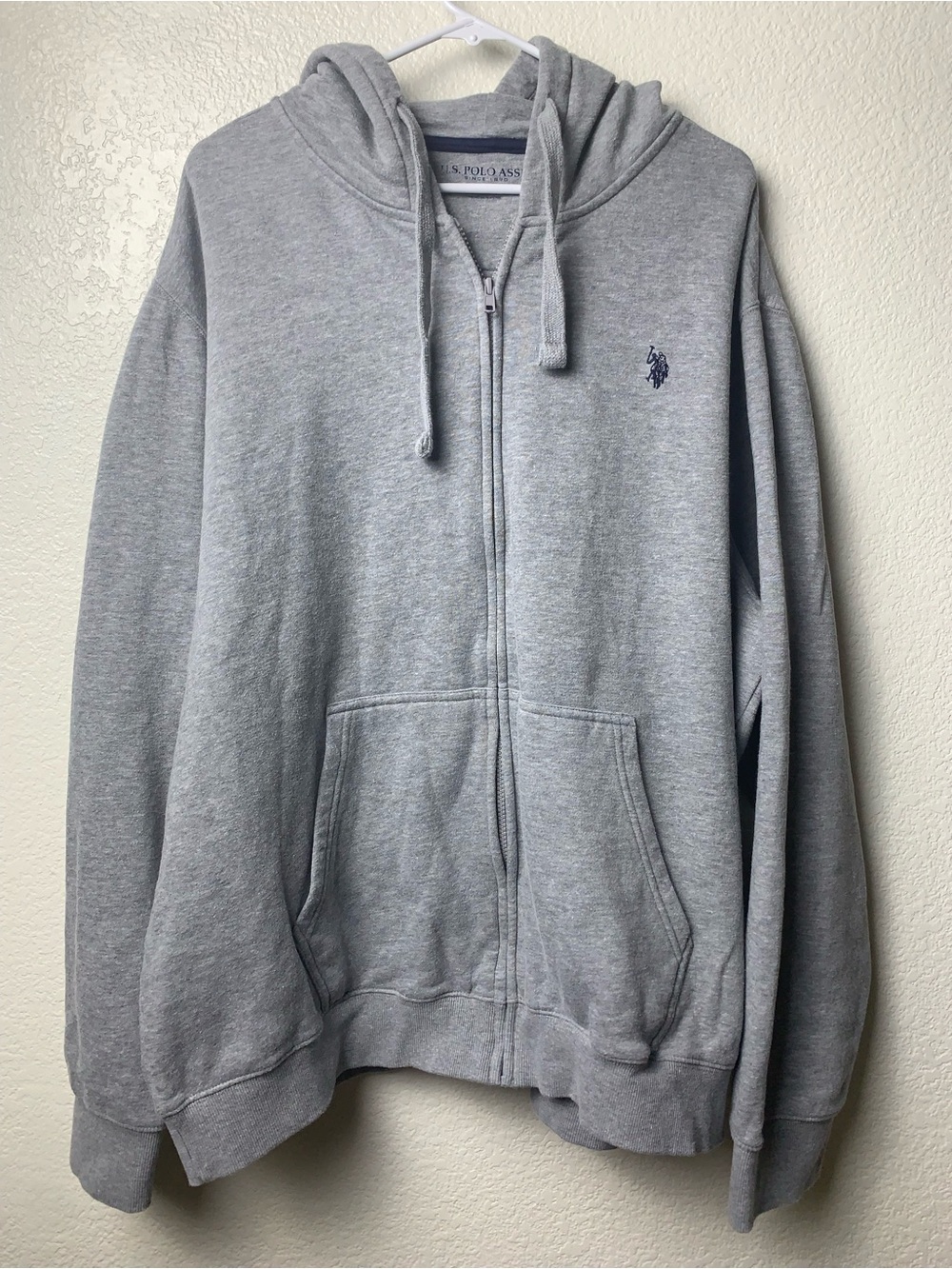 U.S. Polo Assn. Men's Streetwear Full Zip Fleece Preppy Hoodie Heather Gray 3XL
